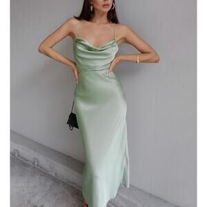 Runaway The label sage green Satin bridesmaid dress size S